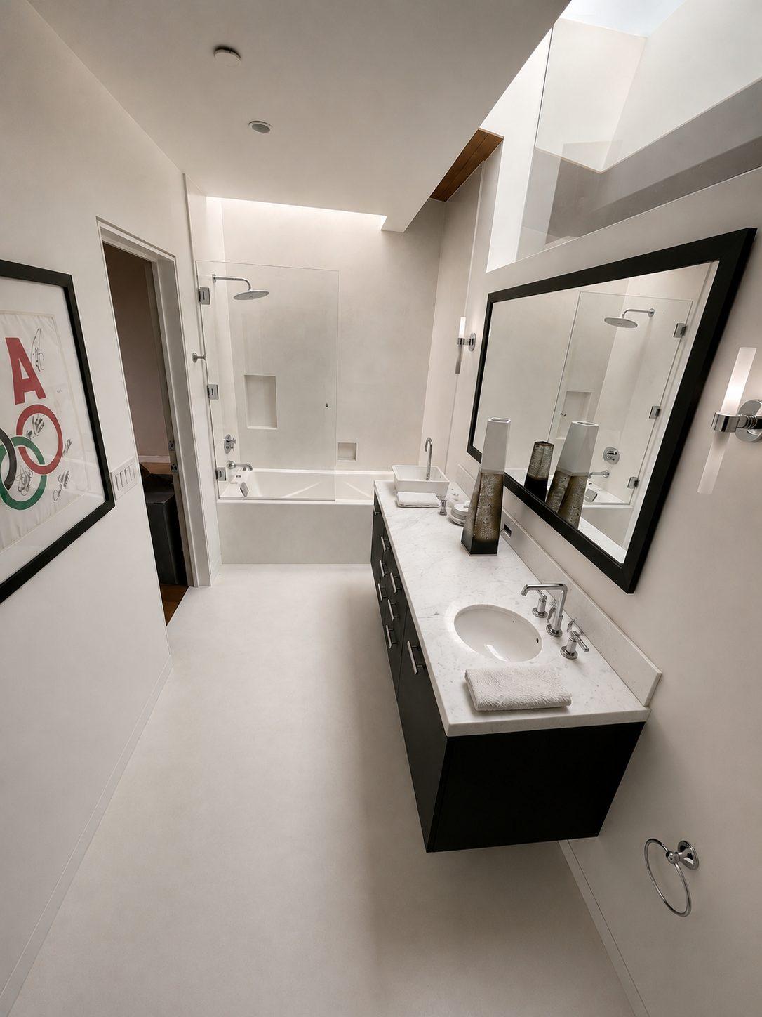 Microcement bathroom floor and walls in a Beverly Hills residence, California