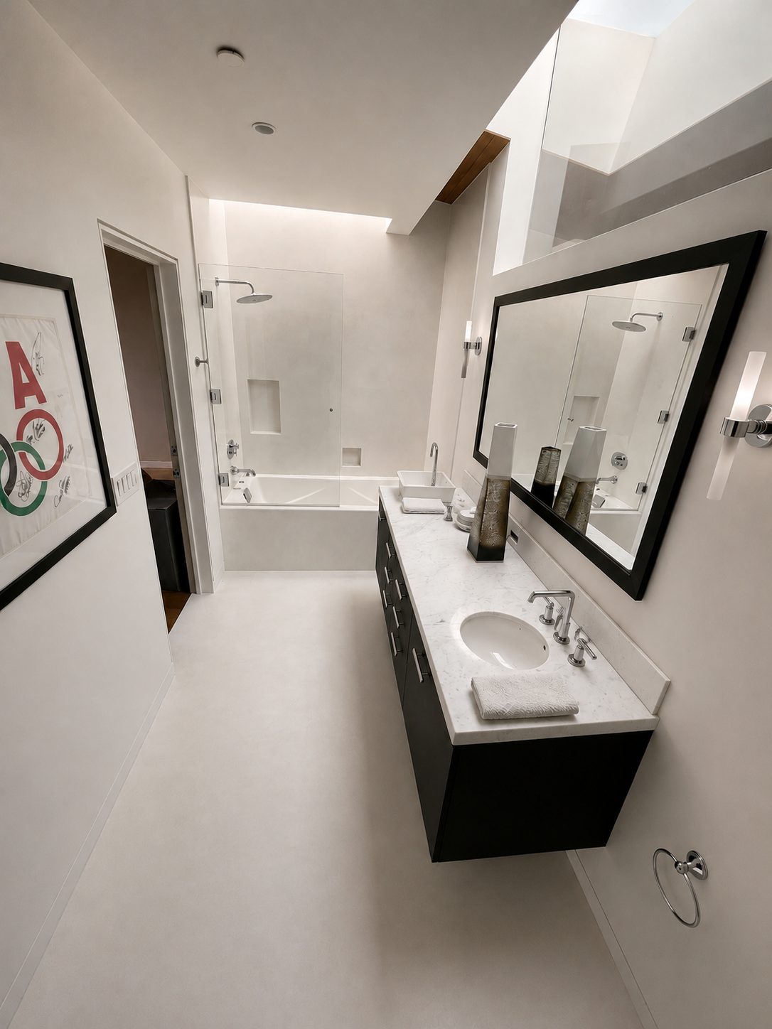Microcement bathroom floor and walls in a Beverly Hills residence, California