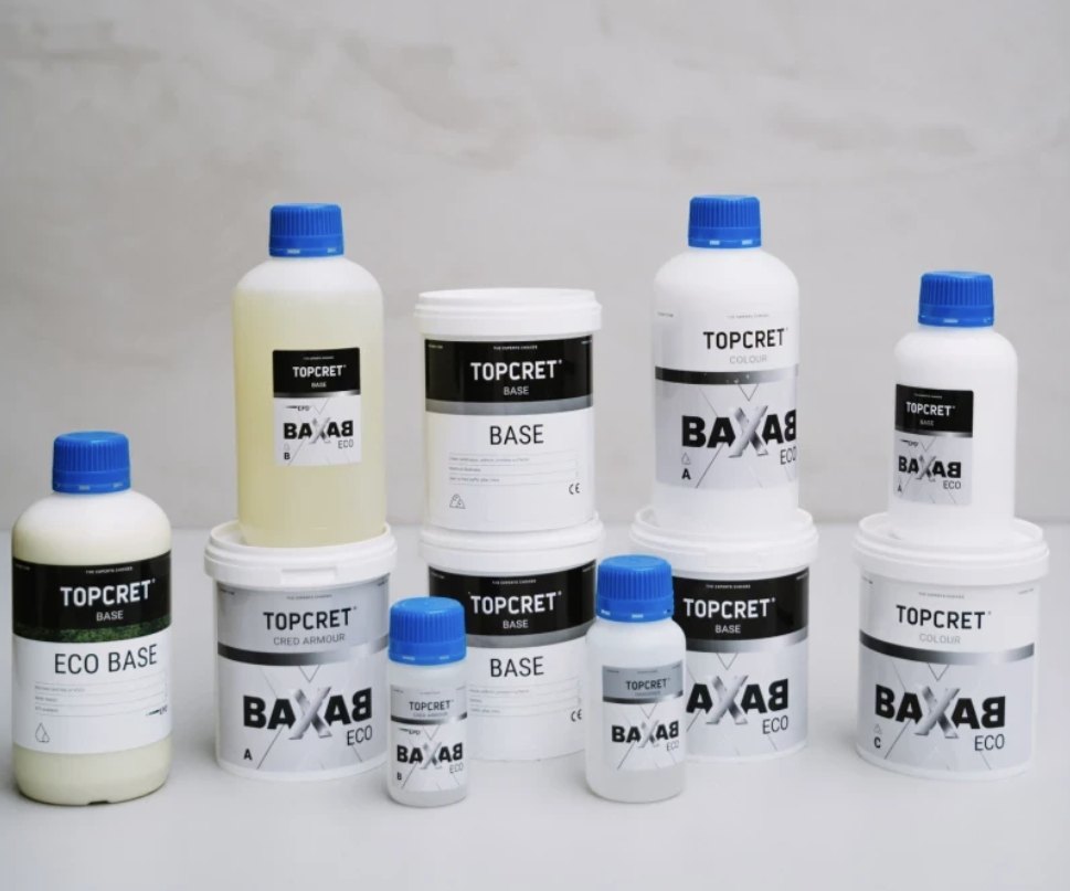 Topcret Trial Kit — EcoCemento and Baxab Eco products, base tubs and bottles