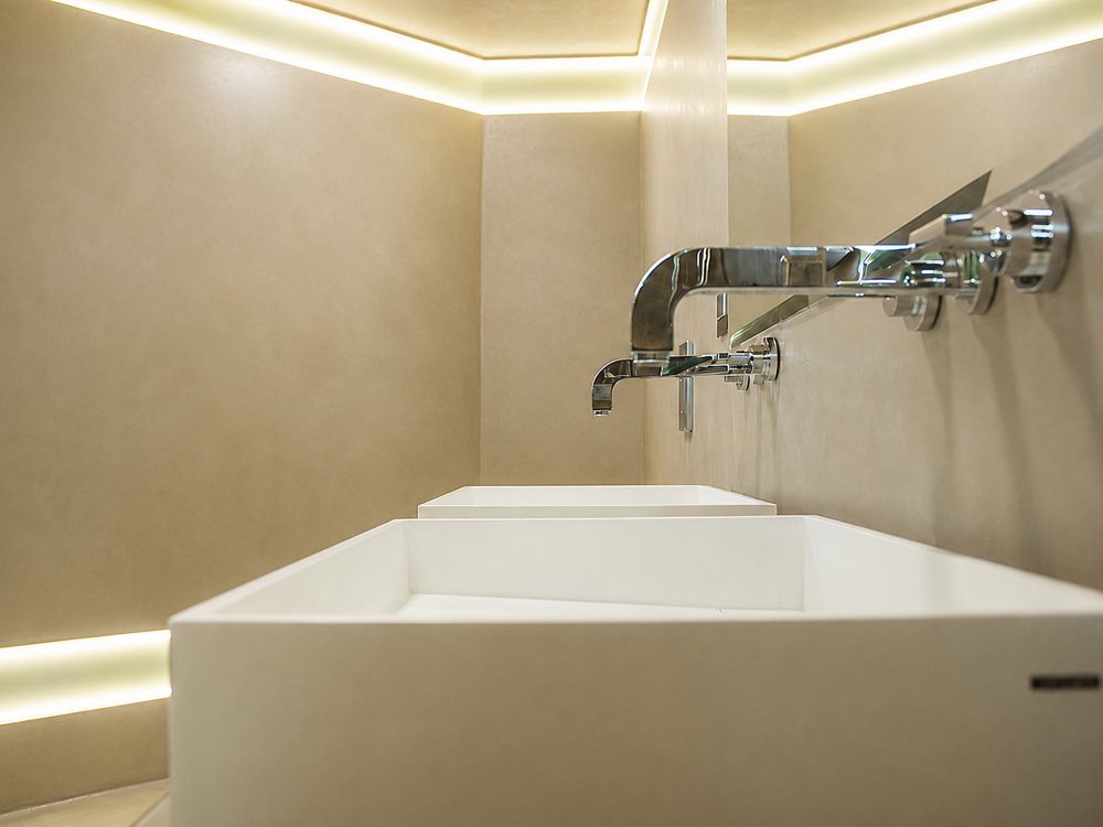 EcoCemento sink and faucet detail