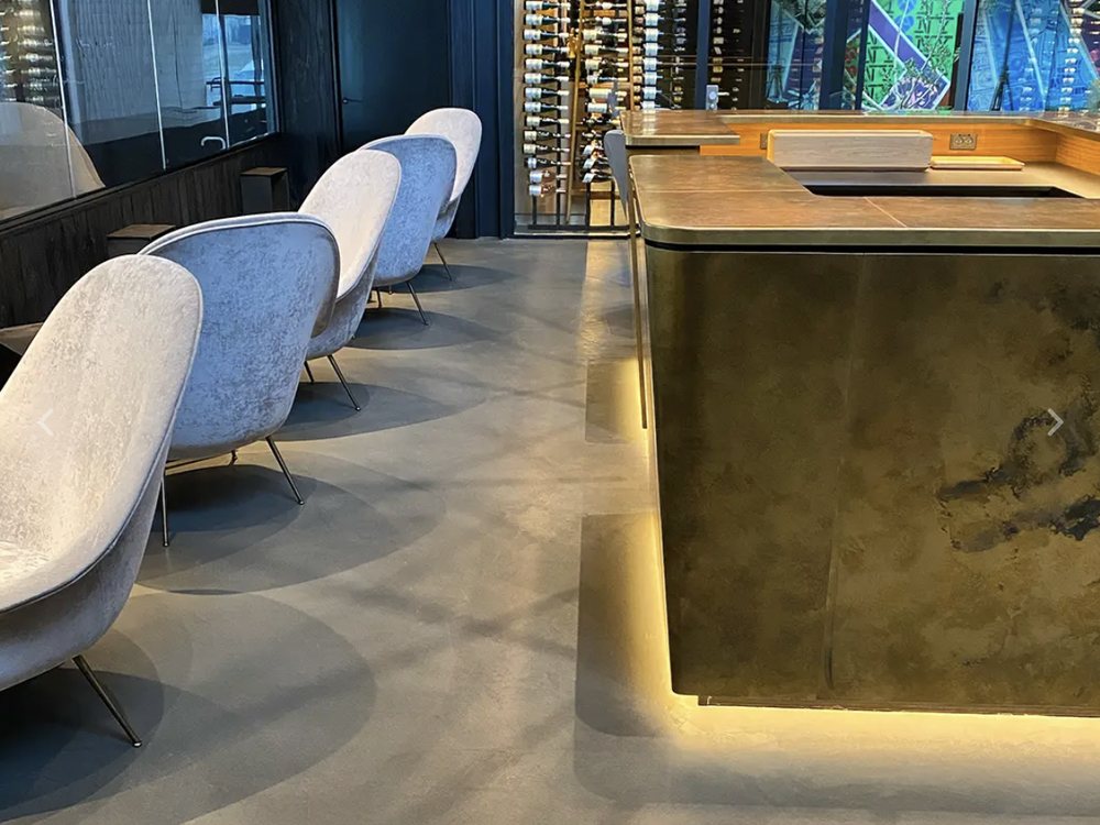Real Metals metallic bar front in a lounge